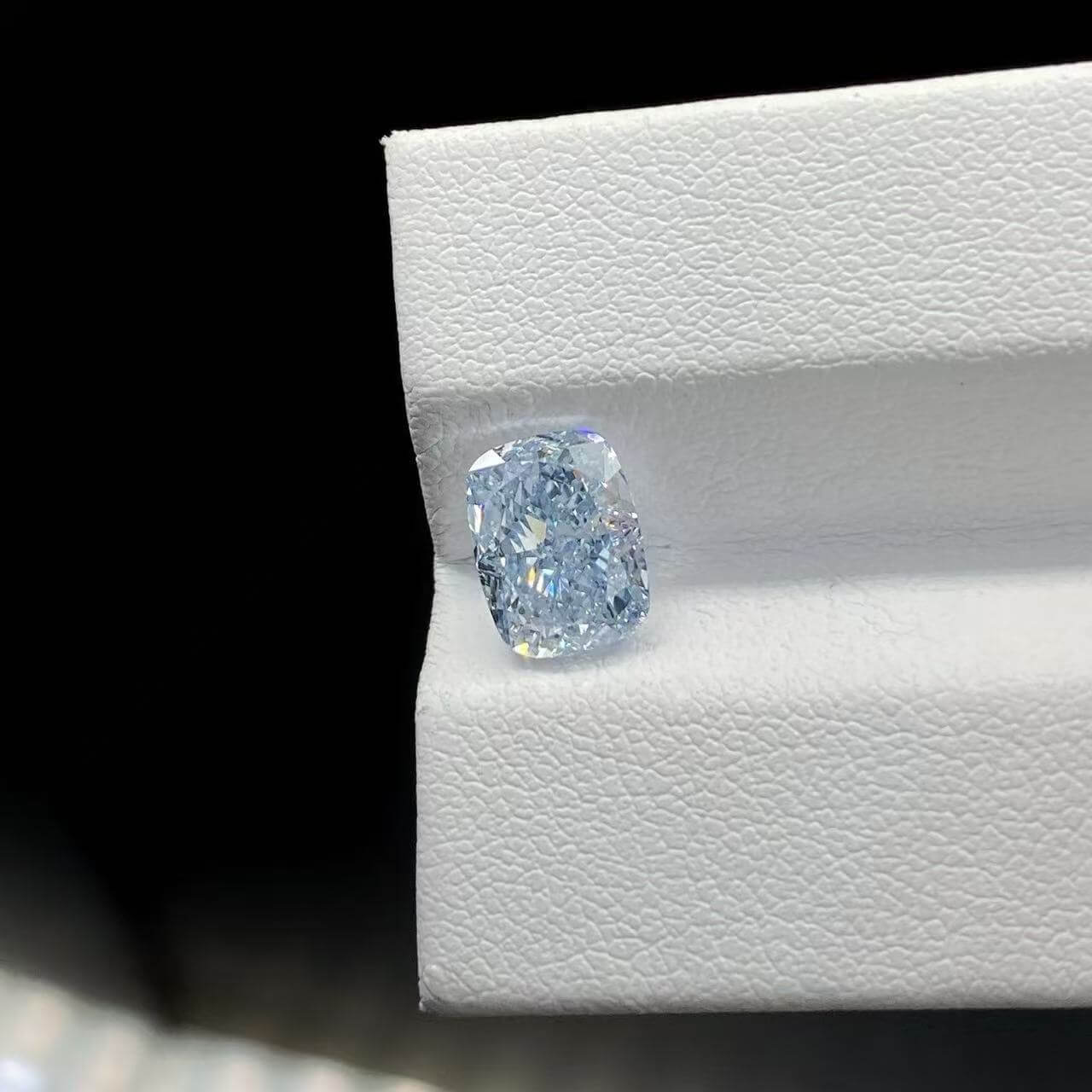 2.03ct cushion cut fancy blue lab grown diamond