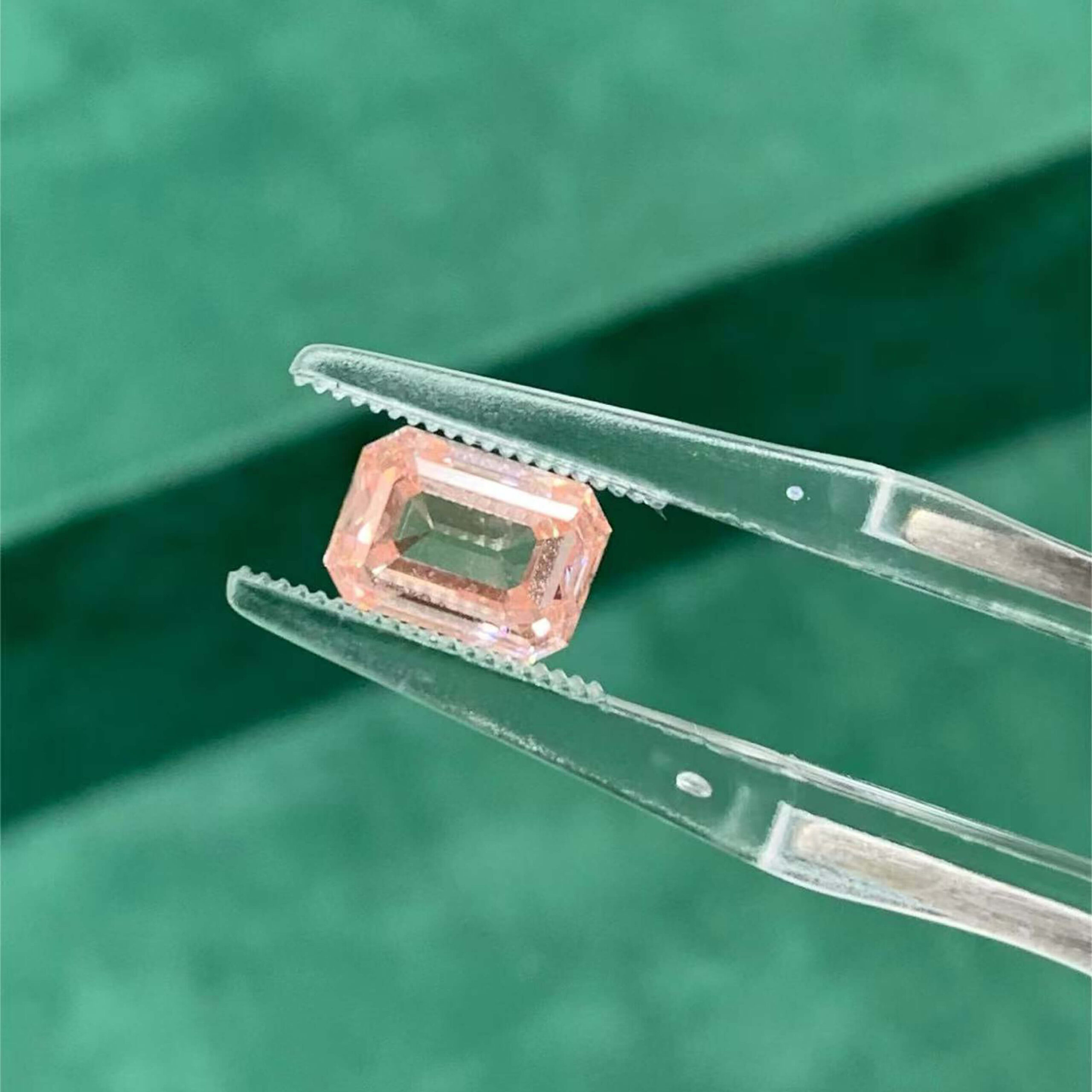 2.03ct emerald cut fancy pink lab grown diamond