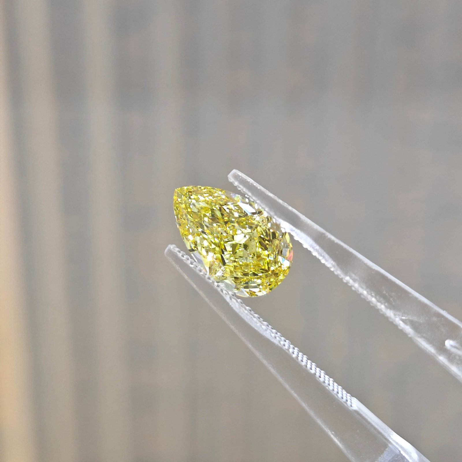 2.05ct pear cut fancy intense yellow lab grown diamond