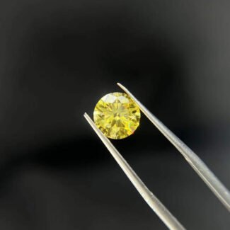 2.06ct round cut fancy vivid yellow lab grown diamond