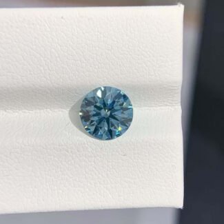 2.09ct round cut fancy intense blue lab grown diamond