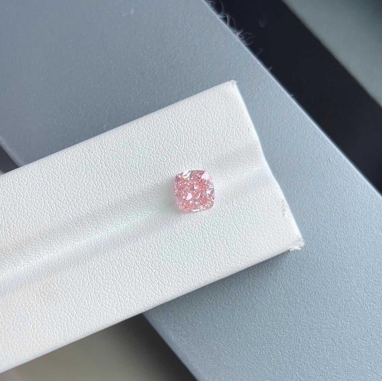 2.10ct cushion cut fancy pink lab grown diamond