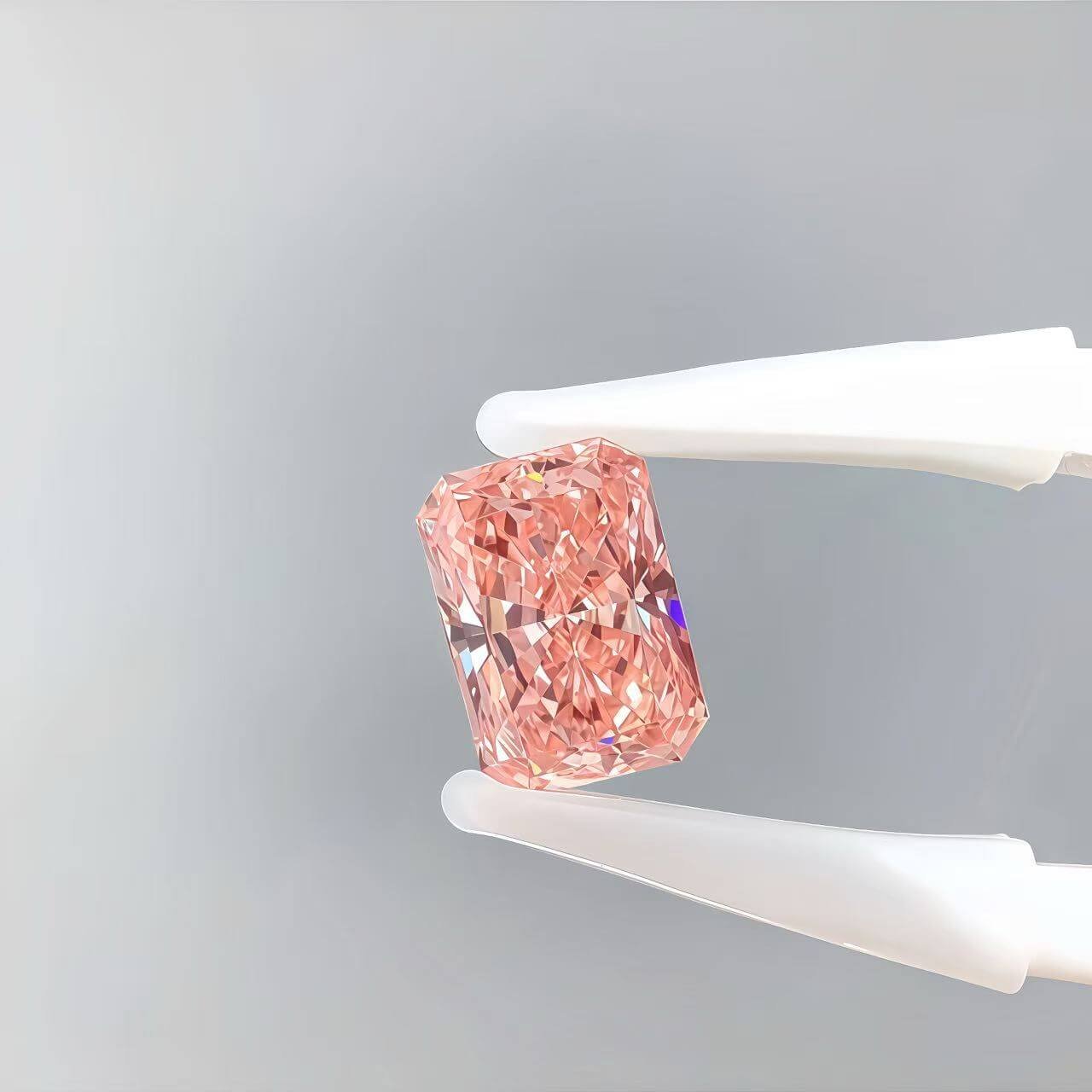 2.54ct radiant cut fancy vivid pink lab grown diamond