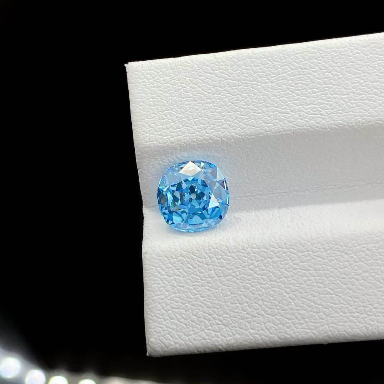 2.59ct cushion cut fancy intense blue lab grown diamond