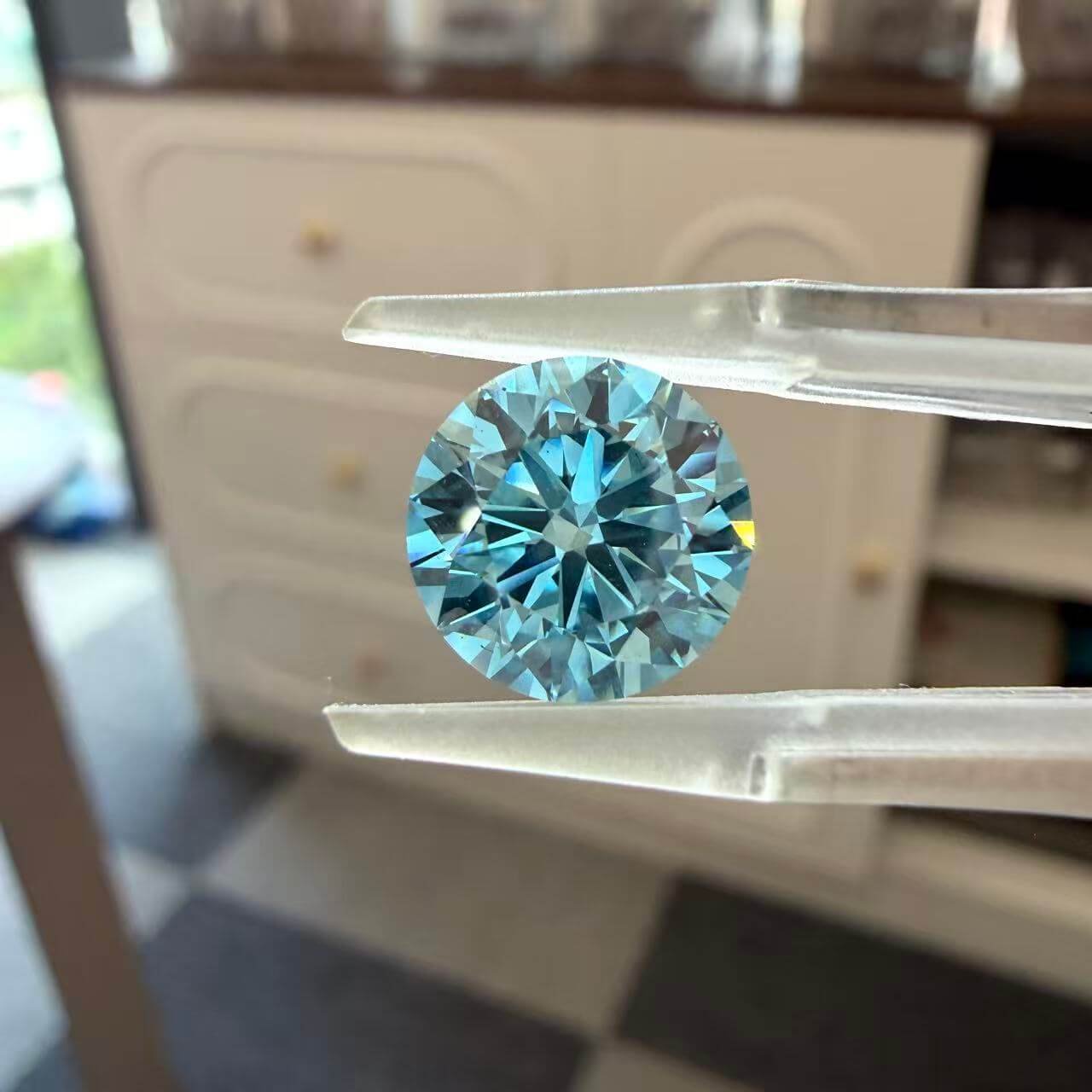 3.01ct round cut fancy vivid blue lab grown diamond