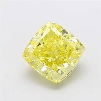 3.02ct cushion cut fancy intense yellow lab grown diamond