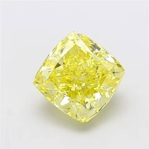 3.02ct cushion cut fancy intense yellow lab grown diamond