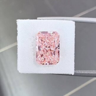 3.02ct radiant cut fancy intense pink lab grown diamond