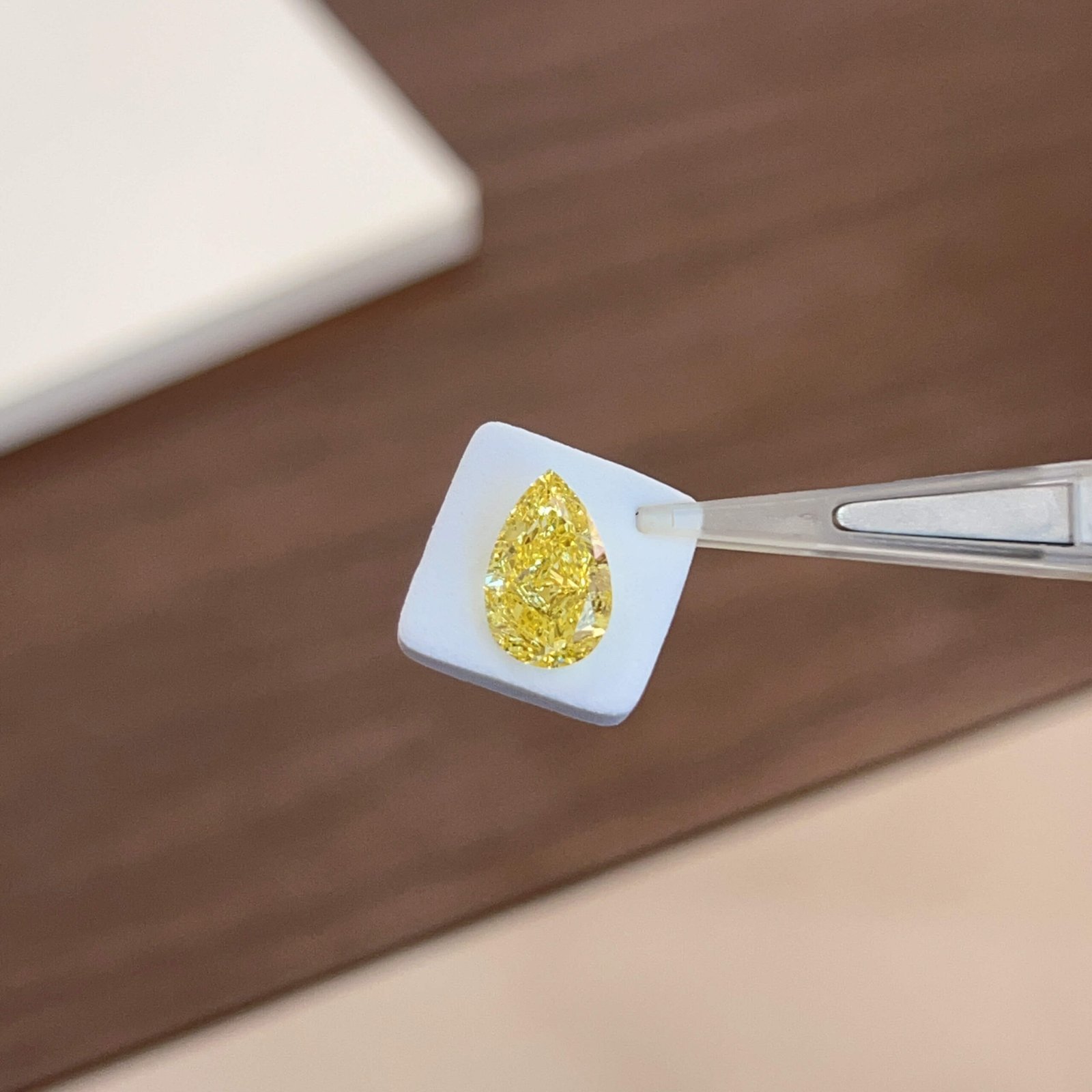 3.09ct pear cut fancy intense yellow lab grown diamond