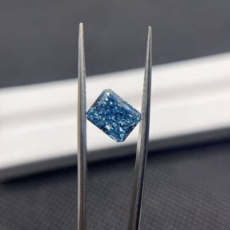 3.43ct radiant cut fancy intense blue lab grown diamond