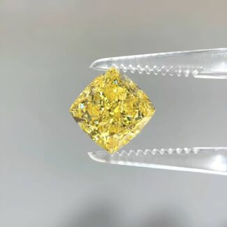 4.03ct cushion cut fancy intense yellow lab grown diamond
