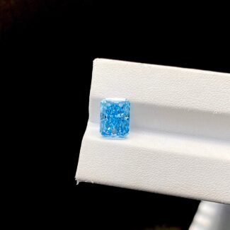 4.10ct radiant cut fancy intense blue lab grown diamond