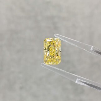 5.01ct radiant cut fancy intense yellow lab grown diamond