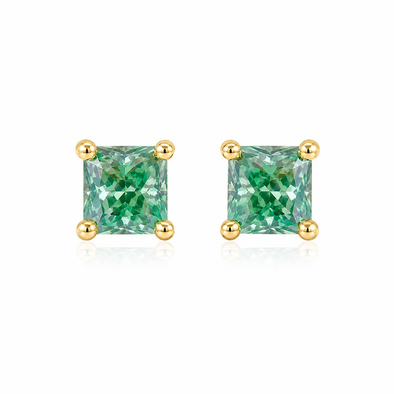 Cushion cut lab grown green diamond earrings stud Cushion cut lab grown green diamond earrings stud