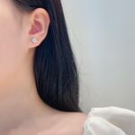 Halo setting oval cut lab grown green diamond earrings stud