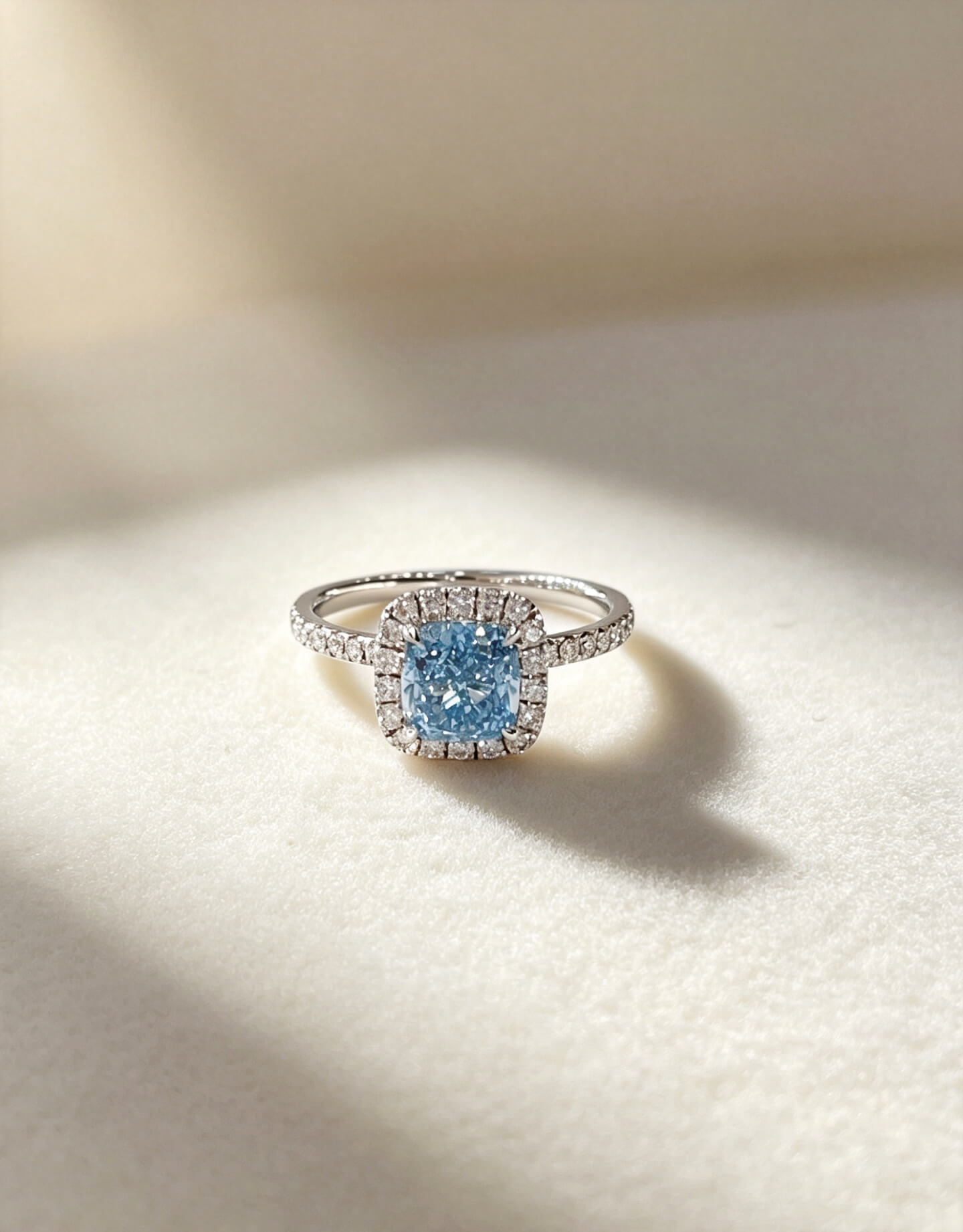 Cushion cut lab grown blue diamond engagement ring Cushion cut lab grown blue diamond engagement ring