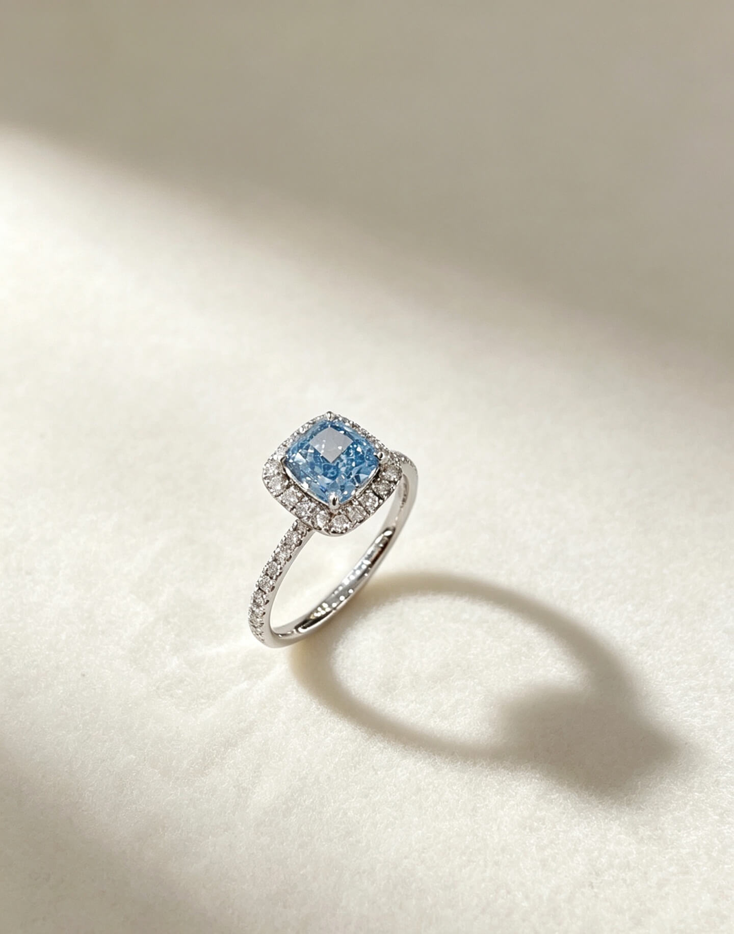 Cushion cut lab grown blue diamond engagement ring Cushion cut lab grown blue diamond engagement ring