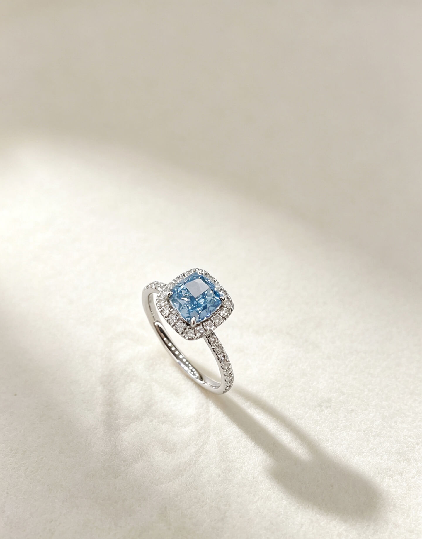 Cushion cut lab grown blue diamond engagement ring Cushion cut lab grown blue diamond engagement ring