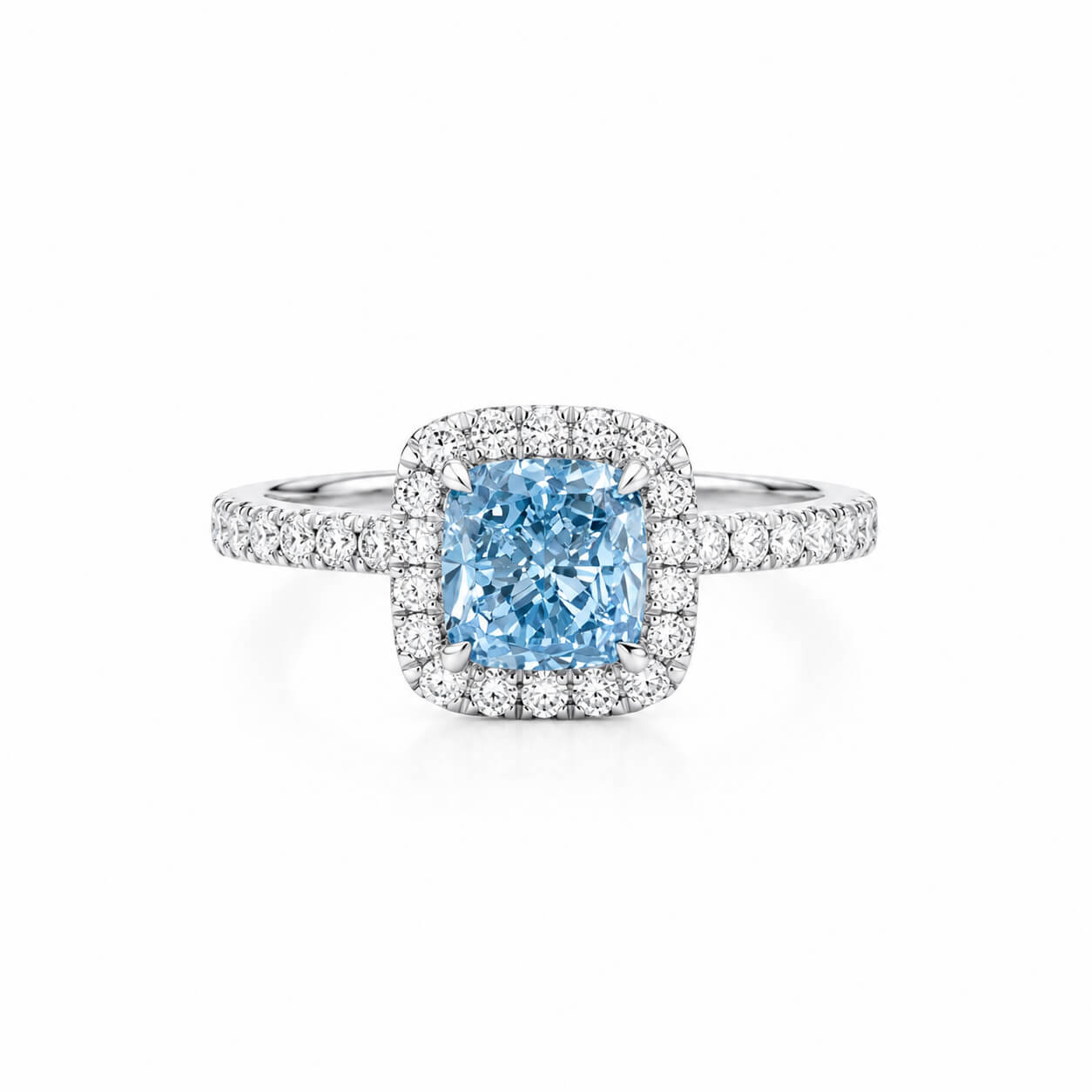 Cushion cut lab grown blue diamond engagement ring Cushion cut lab grown blue diamond engagement ring