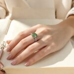 Cushion cut lab grown green diamond engagement ring 01