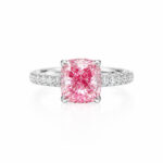 Cushion cut lab grown pink diamond engagement ring 01
