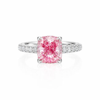Cushion cut lab grown pink diamond engagement ring 01
