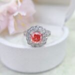 Cushion cut lab grown pink diamond engagement ring 02