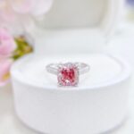 Cushion cut lab grown pink diamond engagement ring 01
