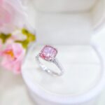 Cushion cut lab grown pink diamond engagement ring 01
