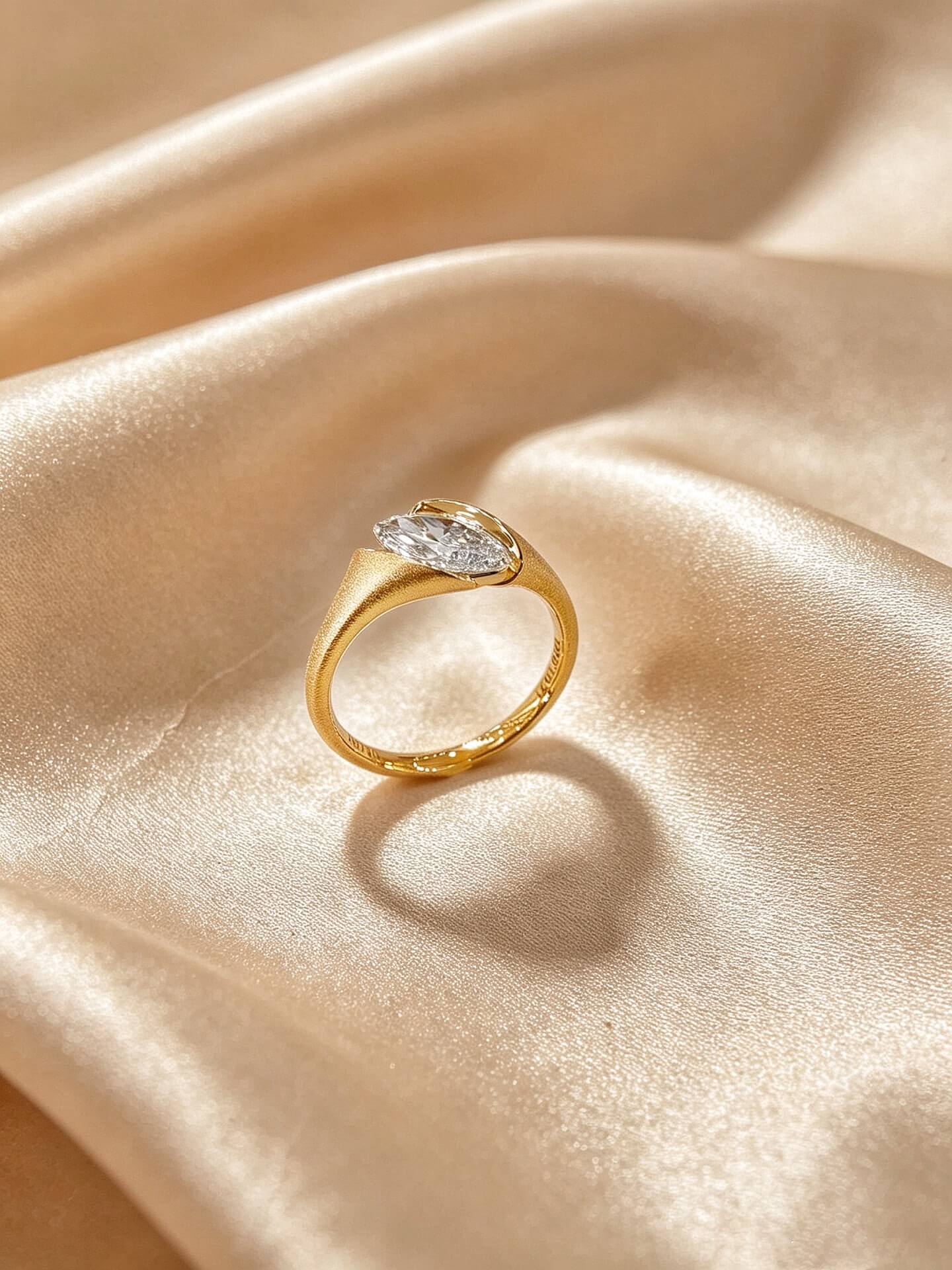 Marquise cut lab grown diamond engagement ring 04