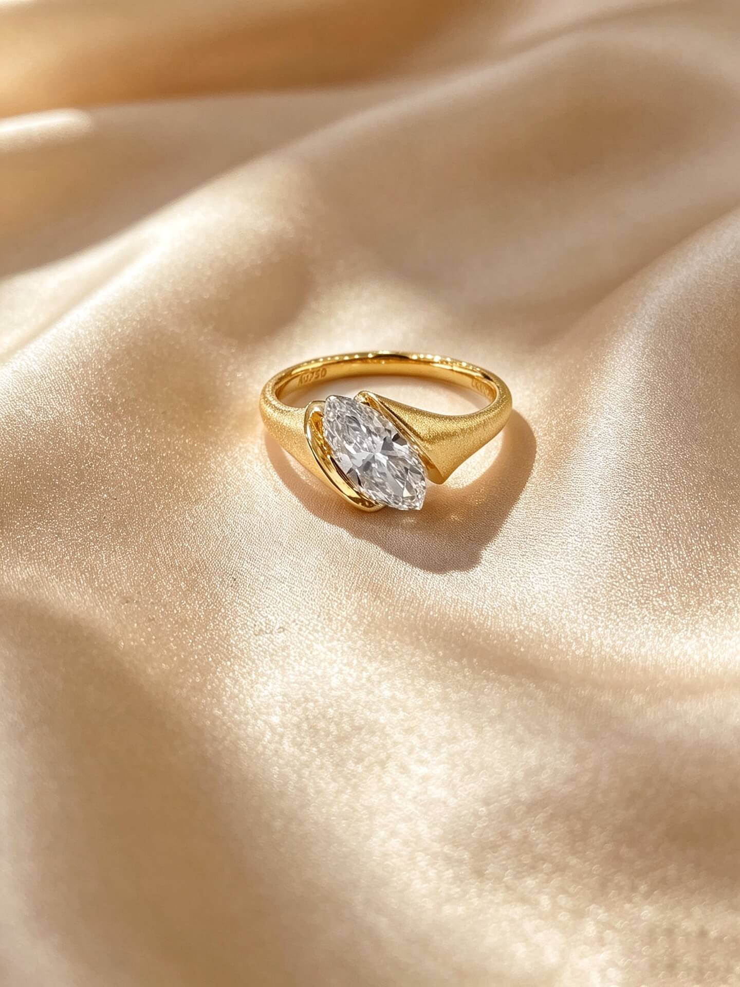 Marquise cut lab grown diamond engagement ring 04