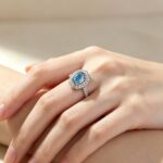 Oval cut lab grown blue diamond engagement ring 02