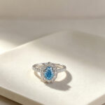 Oval cut lab grown blue diamond engagement ring 02
