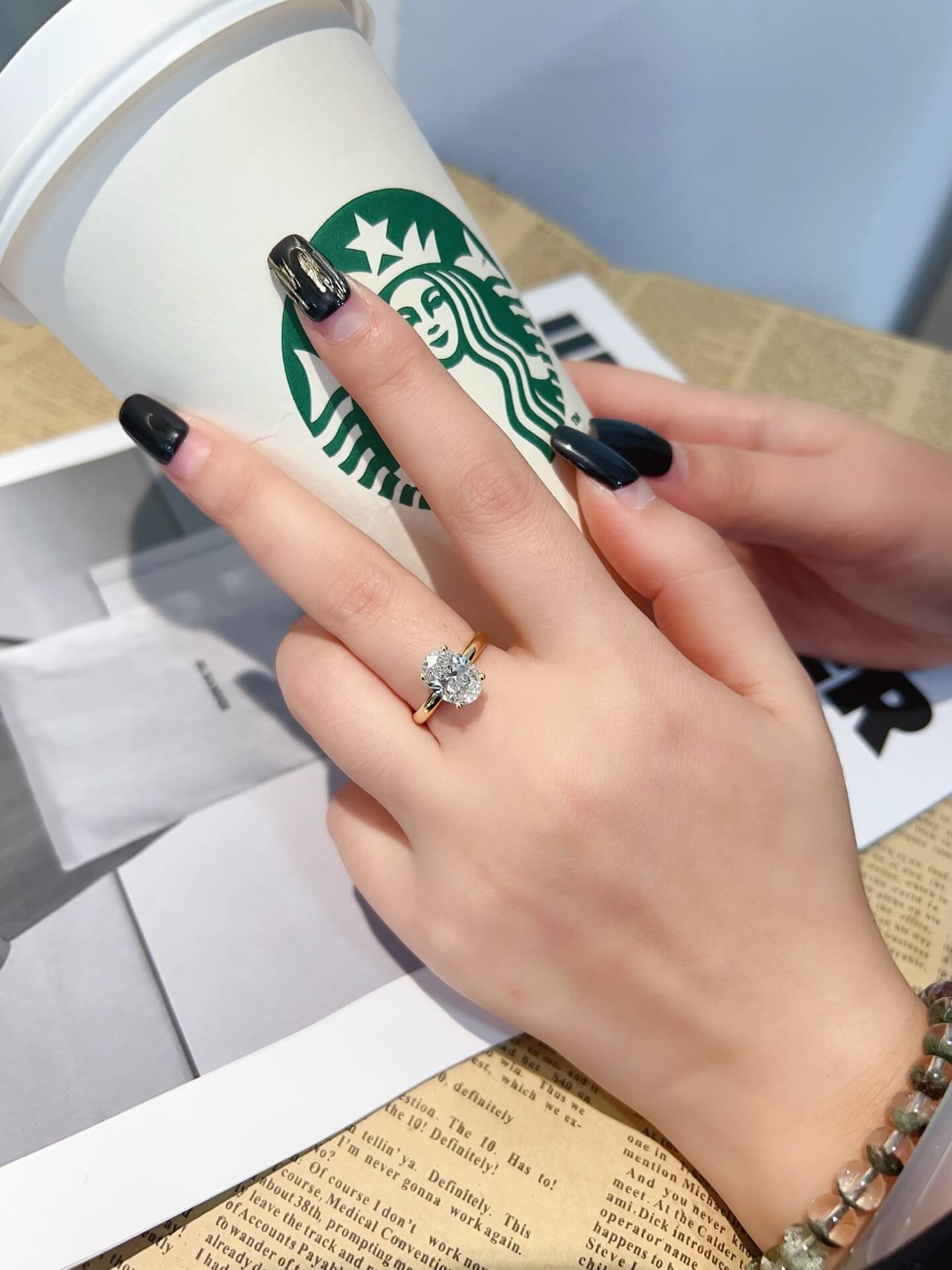 Oval cut lab grown diamond engagement ring 02