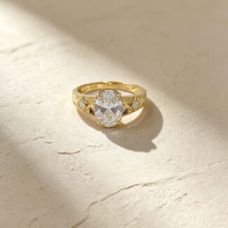 Oval cut lab grown diamond engagement ring 03