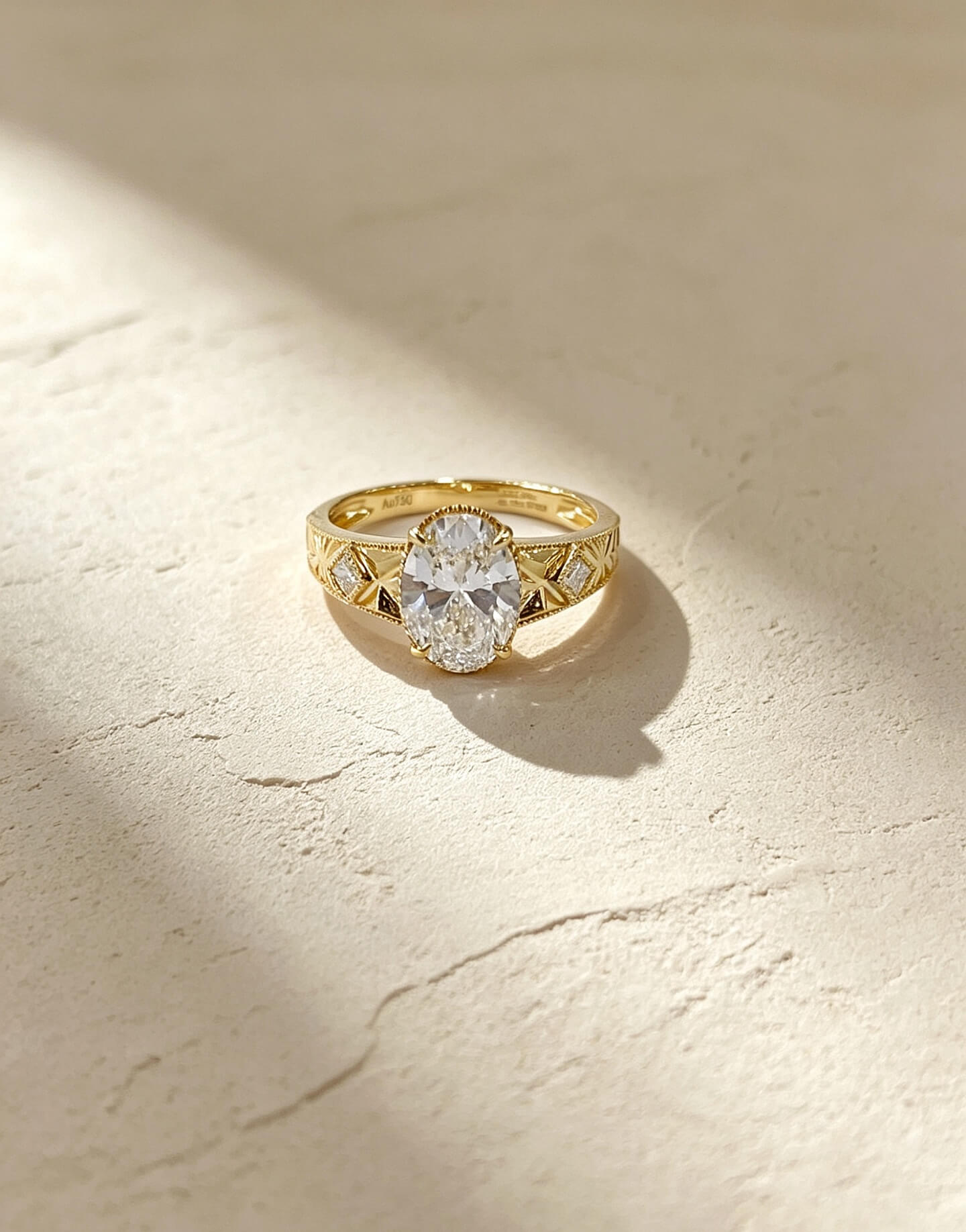 Oval cut lab grown diamond engagement ring 03