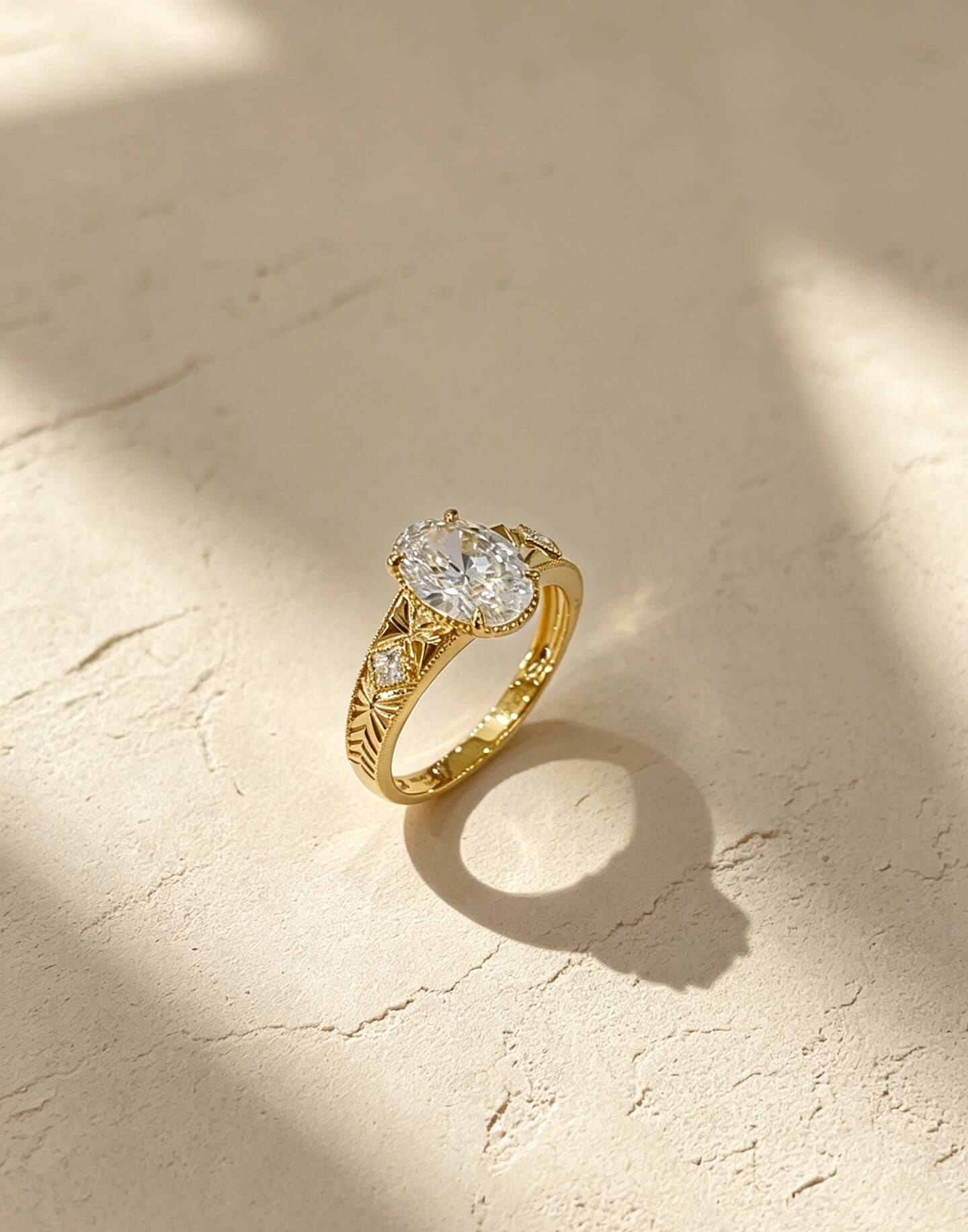 Oval cut lab grown diamond engagement ring 03