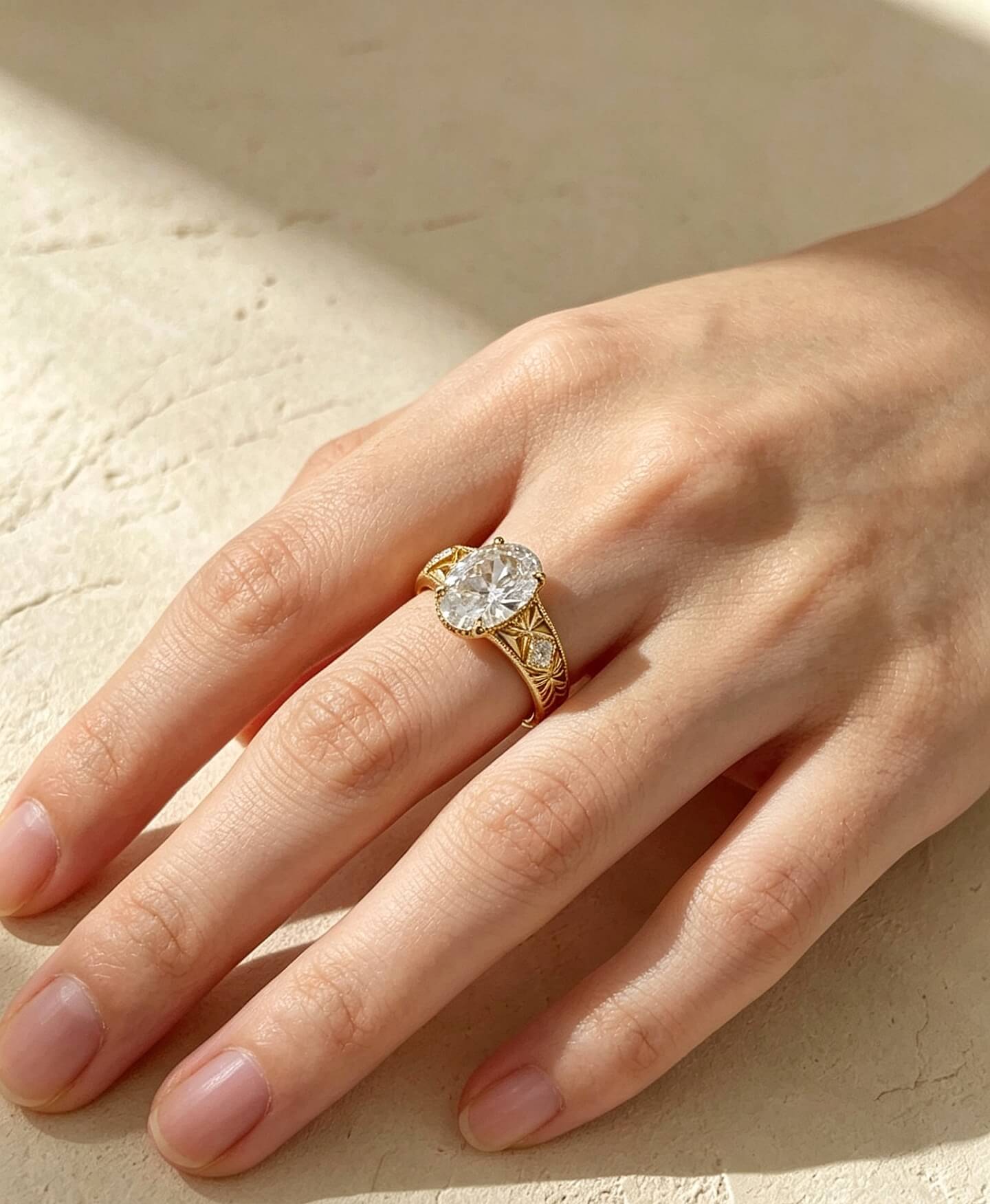Oval cut lab grown diamond engagement ring 03