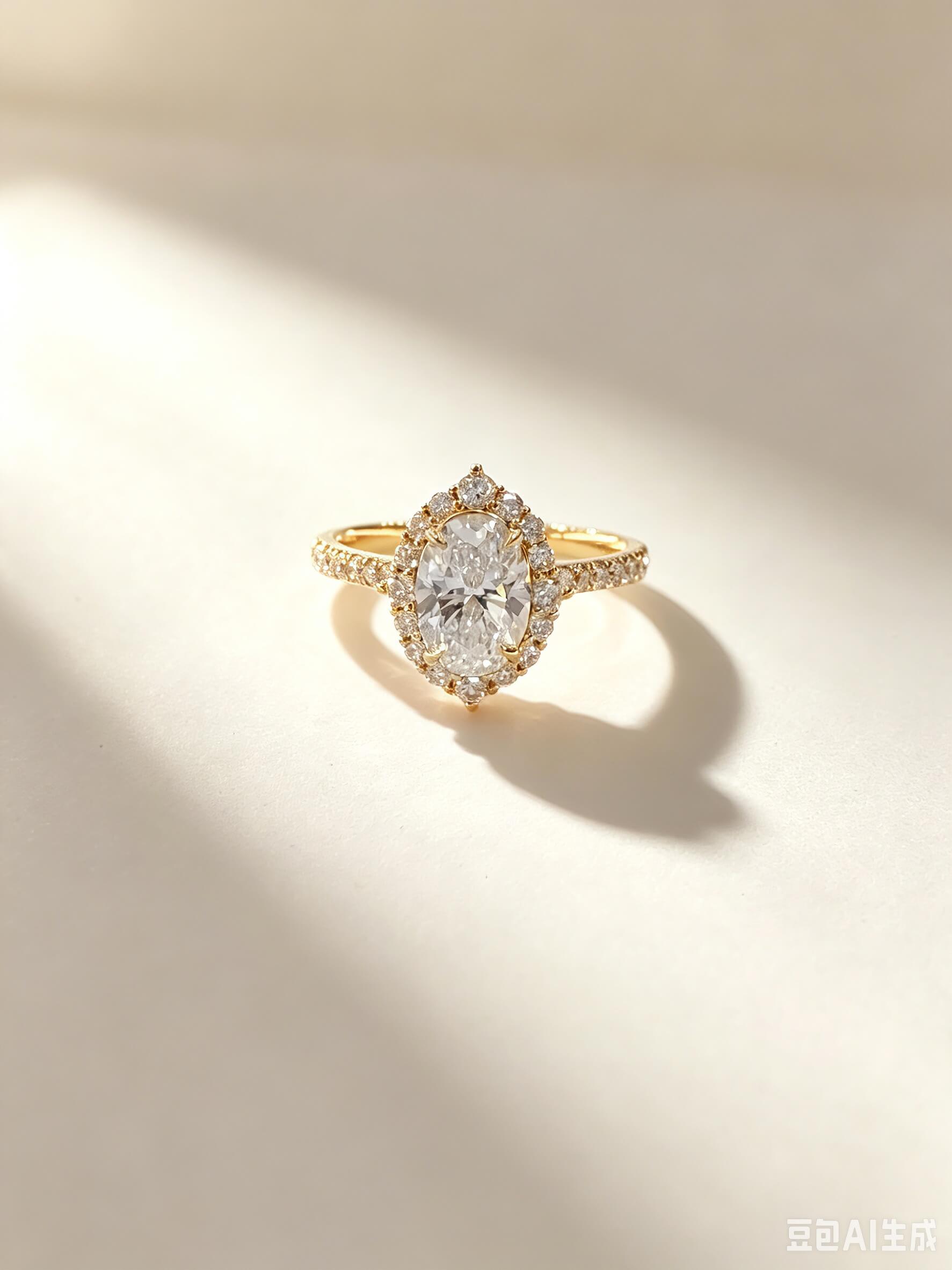 Oval cut lab grown diamond engagement ring 04