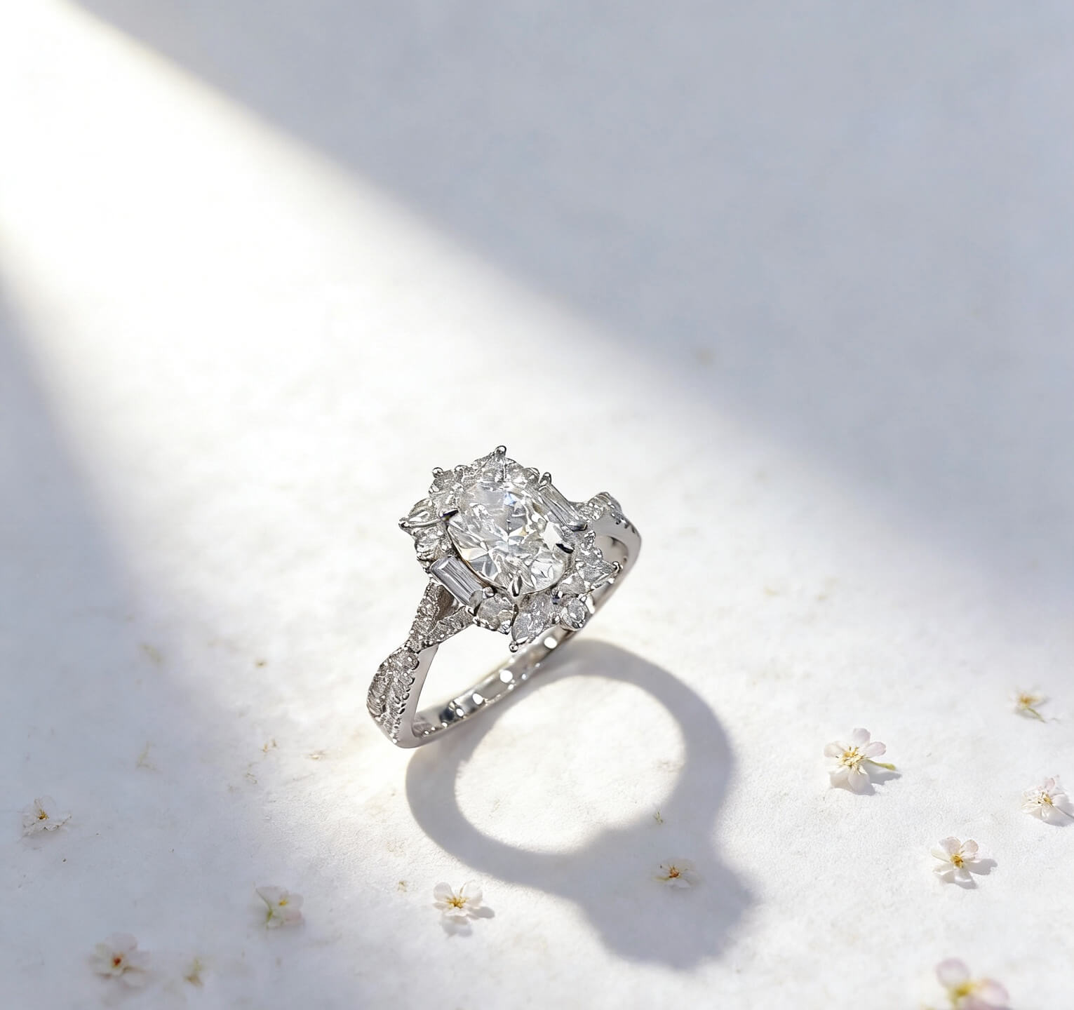 Oval cut lab grown diamond engagement ring 05