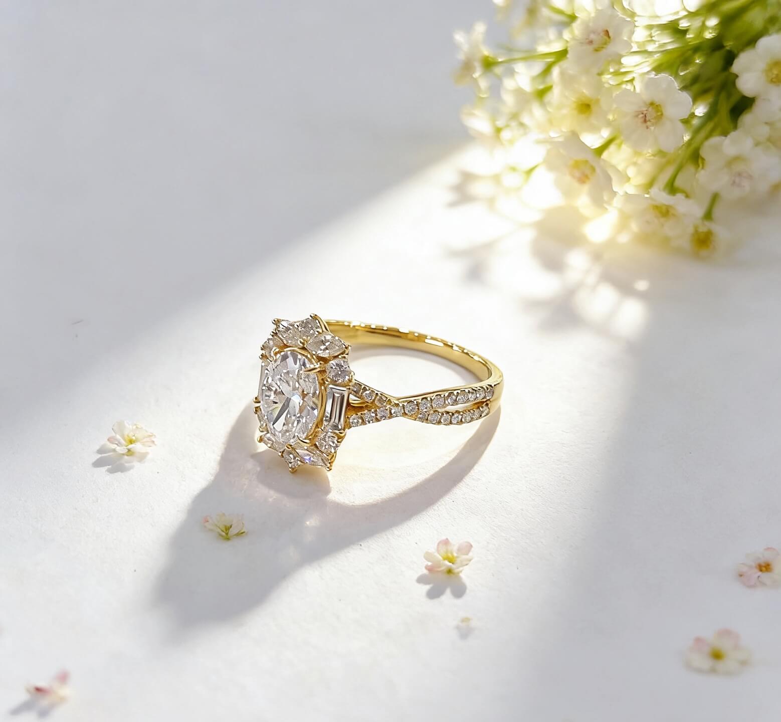 Oval cut lab grown diamond engagement ring 05