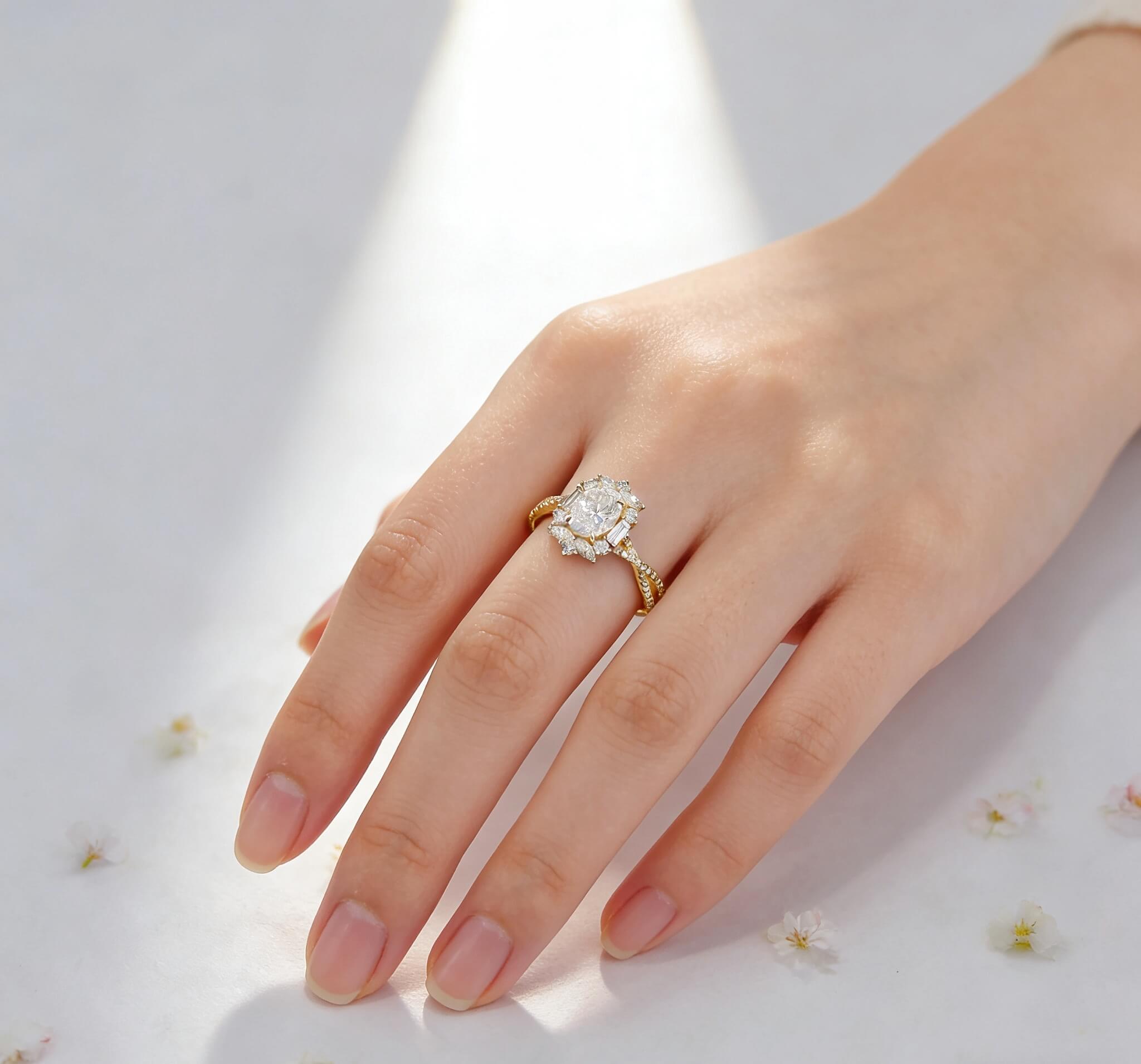 Oval cut lab grown diamond engagement ring 05