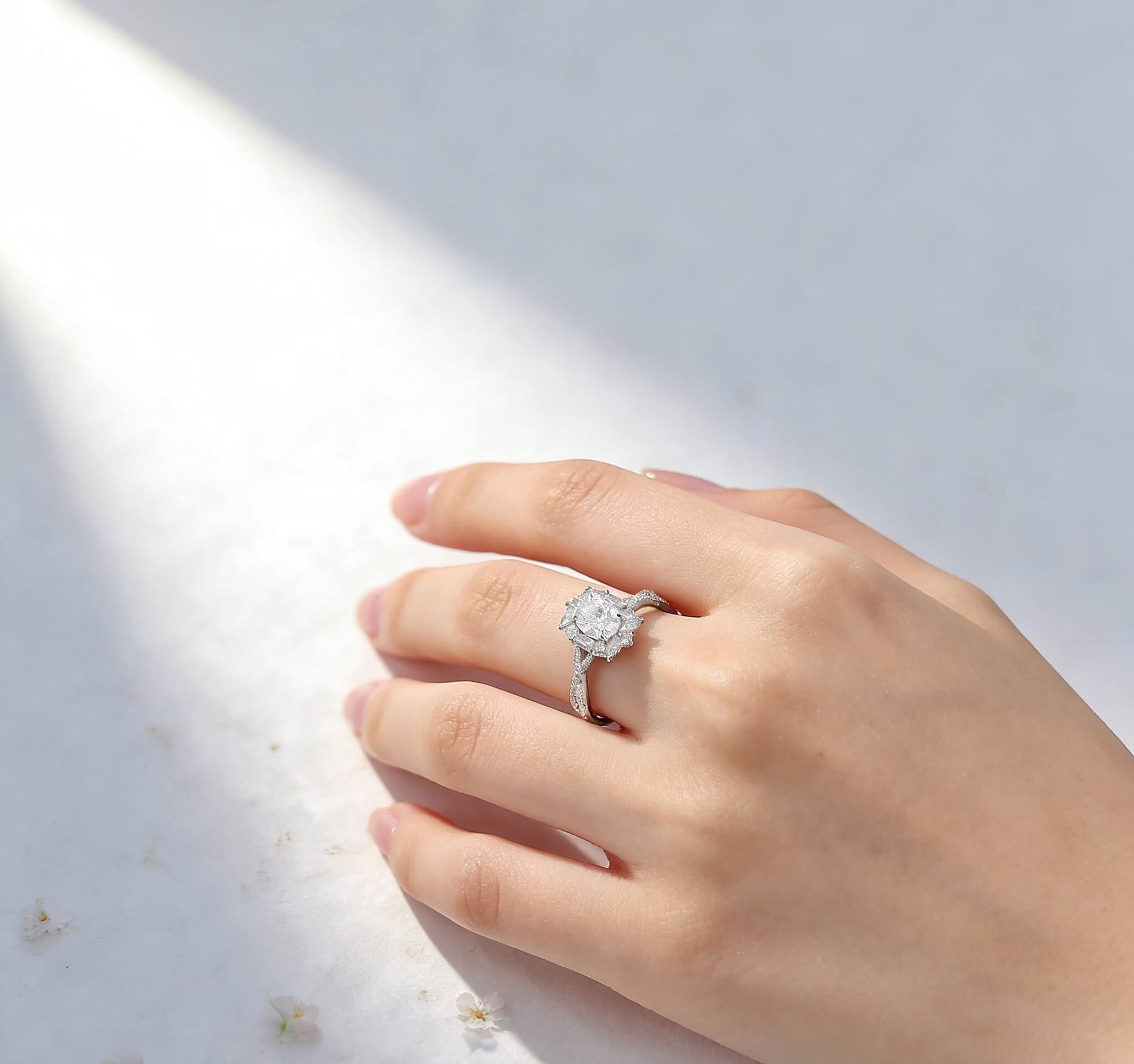Oval cut lab grown diamond engagement ring 05