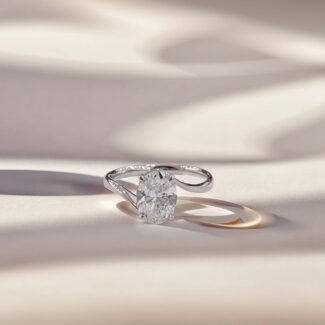 Oval cut lab grown diamond engagement ring 01