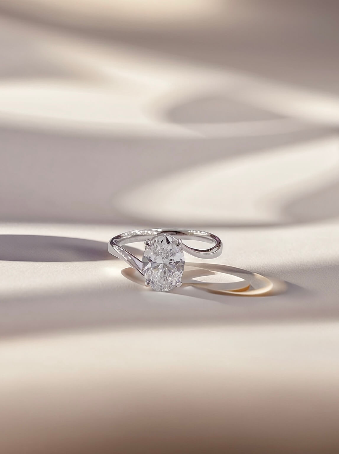 Oval cut lab grown diamond engagement ring 01
