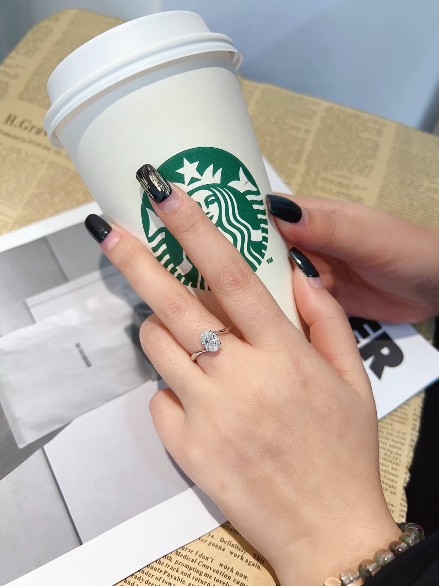 Oval cut lab grown diamond engagement ring 01