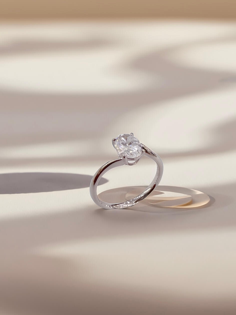 Oval cut lab grown diamond engagement ring 01