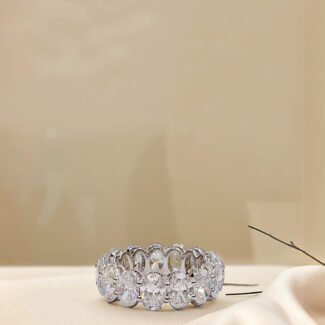 Oval cut lab grown diamond eternity ring