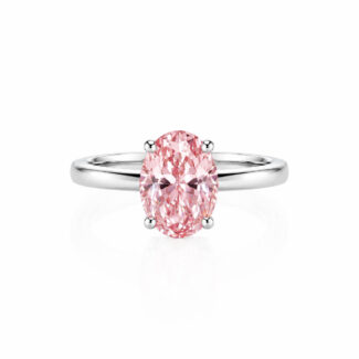 Oval cut lab grown pink diamond engagement ring 01