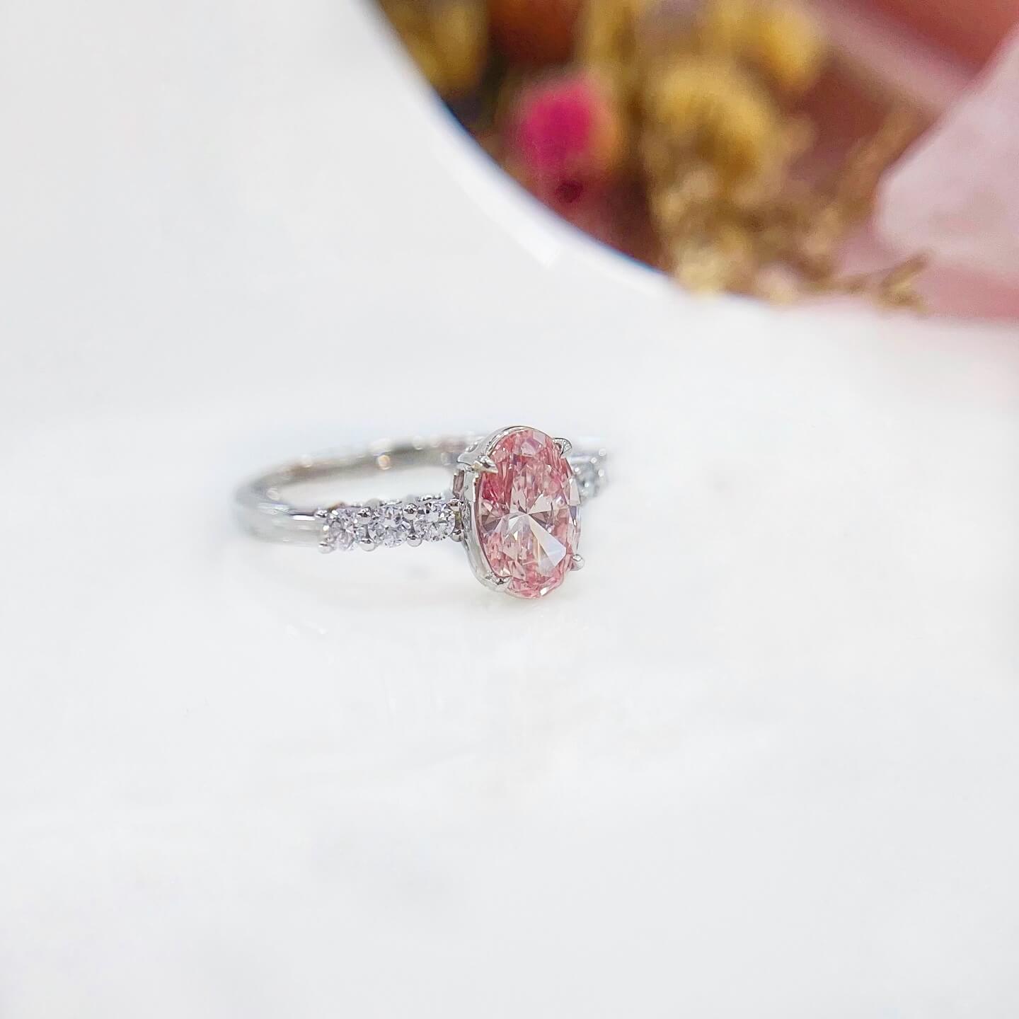 Oval cut lab grown pink diamond engagement ring 02 Oval cut lab grown pink diamond engagement ring 02